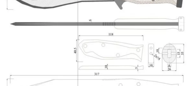 Нож с лезвием крюком чертеж
